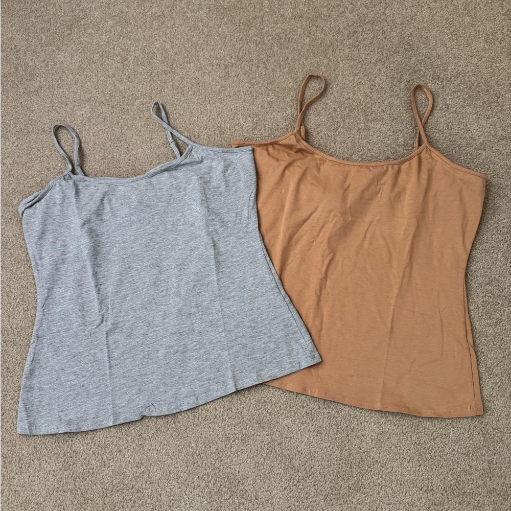 Women's Gray and Tan Spaghetti Strap Tops